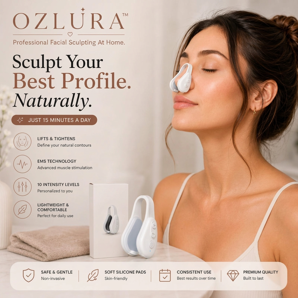 Ozlura Contour Pro facial sculpting device worn on the nose bridge
